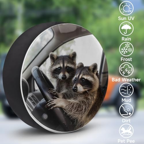 Raccoon Spare Tire Cover 15in Spare Wheel Covers Tire Storage Cover - Image 3