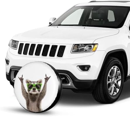Funny Raccoon in Green Sunglasses Spare Tire Cover Cute Animal Tire Wheel - Image 4