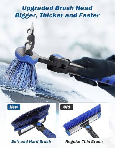 JOYTUTUS 41.5″ Extendable Snow Brush and Ice Scraper, 270°Pivoting Snow Scraper - Image 3
