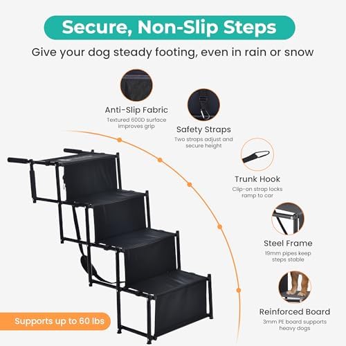Dog Stairs for Car, Truck & SUV – Foldable Dog Steps for Small & Large Dogs - Image 3