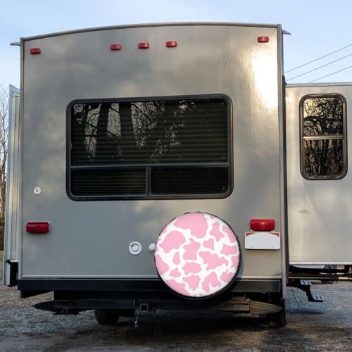 Pink Cow Print Spare Tire Cover Dust-Proof Wheel Tire Cover Fit Trailer - Image 6