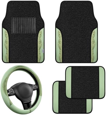 PIC AUTO Steering Wheel Cover & Car Floor Mats, Universal 14.5"–15.5" Steering by PICAUTO