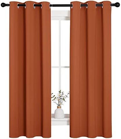 NICETOWN Blackout Curtain Panels, 1 Pair, 34 x 63-inch, Burnt Orange - Image 2
