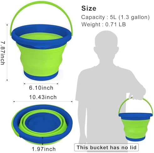 5L Collapsible Mop Bucket for Cleaning, Foldable Buckets - Image 2