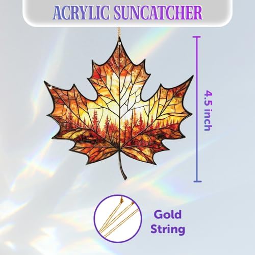 Stained Glass Acrylic Maple Leaf Ornament – Autumn & Christmas Tree Decoration - Image 5