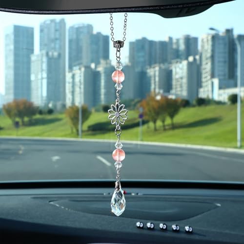 Car Rear View Mirror Accessories Dasiy Car Hanging Ornament, Crystal Rearview - Image 2