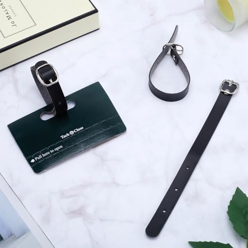 GORGECRAFT 10Pcs PU Leather Luggage Labels Strap Adjustable Faux Black Luggage - Image 4