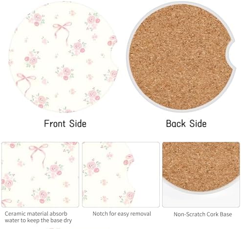 Vintage Flowers Car Coasters, Absorbent 2 Pack - Image 3