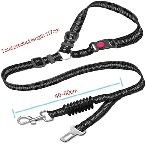 Black 2-in-1 Dog Seat Belt for car, Adjustable Safety Leash - Image 3