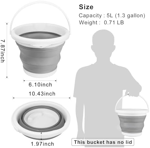 Collapsible Mop Bucket and Ice Bucket-5L Household Cleaning Silicone Dust Mops - Image 2