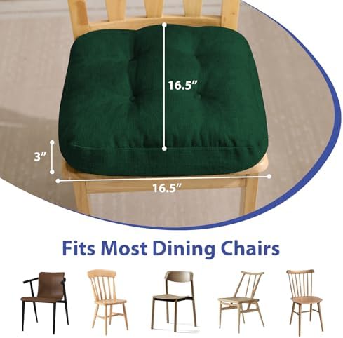 IASEAHK Memory Foam Dining Chair Cushions, 16.5"x16.5"x3.5" - Image 3