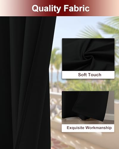 Grommet Outdoor Curtains for Patio Waterproof 8 Pcs 54x95 In Black - Image 4