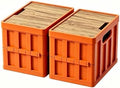 50L Orangered 2 Pack Collapsible Storage Crate Wooden Lid Stackable Bin by Unknown