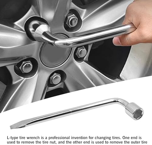 Car Spare Tire Lug Wrench for Jack 21mm/0.83" L Type Hexagon Slotted End Socket - Image 5