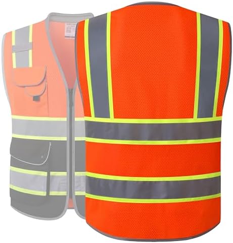 JKSafety Hi Vis Safety Vest for Men Women Cushioned Collar JK101 OBlack XL - Image 5