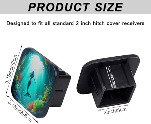 2 Inch Mermaid Ocean Fish Trailer Hitch Cover Rubber Receiver Tube Plug Cap - Image 2