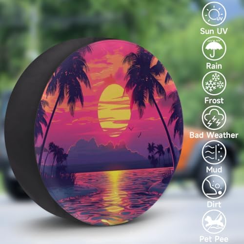 Palm Trees Spare Tire Cover 15in Spare Wheel Covers Tire Storage Cover - Image 3