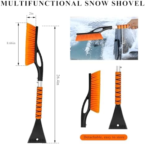 20.1 Inch Car Snow Scraper and Brush, Detachable Winter Snow Removal Tool - Image 2