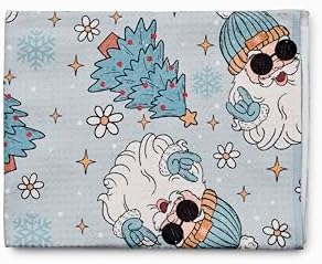 Flourish Wildflowers Microfiber Kitchen Towels | Cool Santa Pattern | Waffle - Image 3