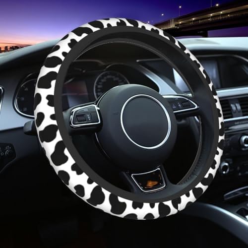 Cow Print Steering Wheel Cover 15in+ 2 Car Coasters Decoration - Image 2