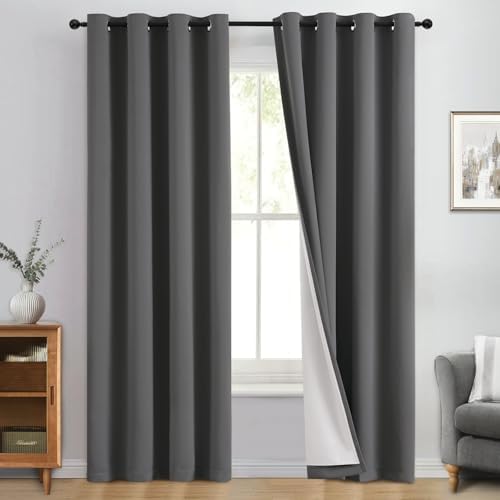 Yakamok Dove Grey 100% Blackout Curtains 84 Inches Long 50" Wide 2 Panel by Yakamok