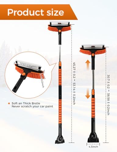 57" Extendable Ice Scrapers for Car Windshield 2-in-1 Snow Brush for Car Snow - Image 5