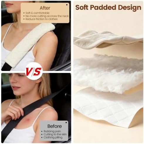 Amooca 2 Pack Seat Belt Covers Soft Shoulder Pad - Image 2