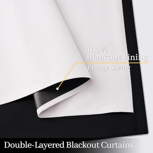 Yakamok Black 100% Blackout Curtains 72 Inches Long - Image 4
