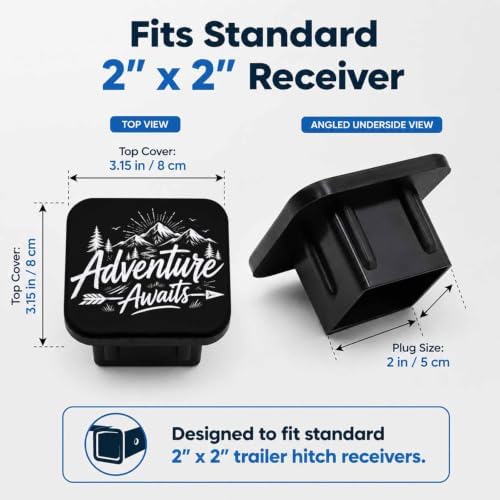 Adventure Awaits 2" Hitch Cover, Rubber Towing Hitch Covers Hitch Protector - Image 2