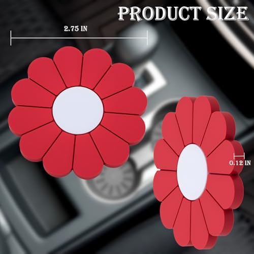 4-Pack Car Cup Holder Coaster Inserts, Daisy Shape, 2.75 Inch Non-Slip Silicone - Image 2