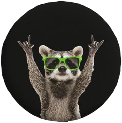 Spare Tire Cover with Funny Green Glasses Raccoon Pattern 16inch by Unknown