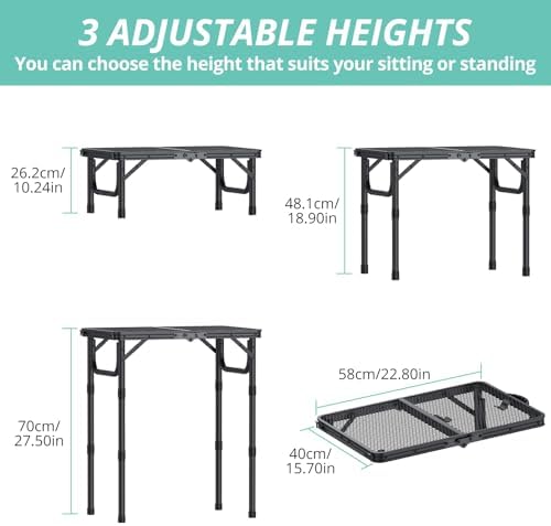 VINTEAM Camping Folding Grill Table | 3 Adjustable Heights | Lightweight - Image 2