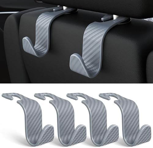 4-Pack Car Headrest Hooks Holds 55lbs Seat Storage Organizer by Amooca