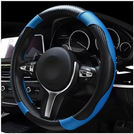 DXNQ Car Steering Wheel Cover, 15 Inch Carbon Fiber Leather Stitching Color by DXNQ