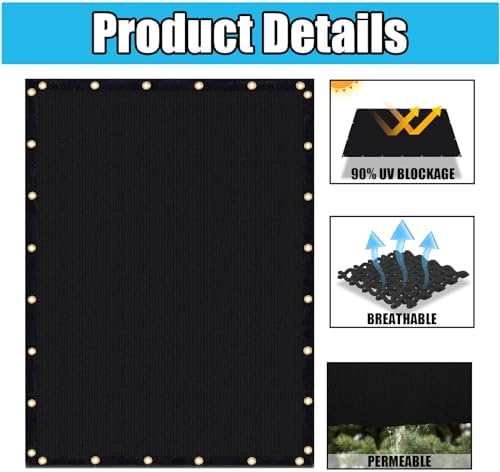 Amagenix 90% Shade Fabric 12'X 22' Black Sun Shade Cloth - Image 3
