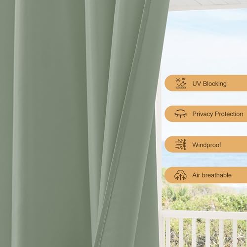Outdoor Curtains for Patio Waterproof Rod Pocket 6 Pcs 54x95 Sage Green - Image 5