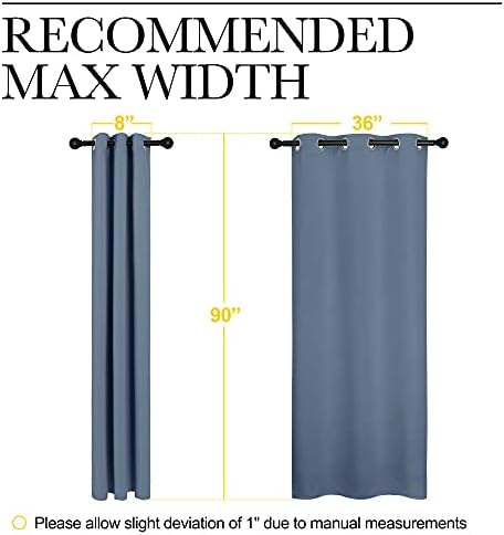 NICETOWN Living Room Blackout Curtains, 1 Pair, 42 x 90-inch, Stone Blue - Image 6