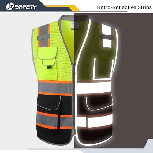 JKSafety Hi Vis Safety Vest for Men Women Cushioned Collar JK101 YBlack L - Image 3