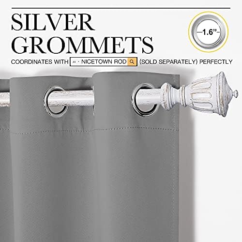 NICETOWN Silver Grey Blackout Curtains - Image 3