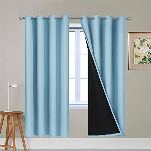 Yakamok Sky Blue 100% Blackout Curtains 72 Inches Long 52" Wide 2 Panel by Yakamok