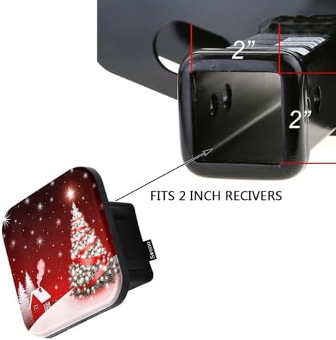 Swono 2" Hitch Cover Christmas, Winter Christmas Tree Sparkle Snowflakes Red - Image 3