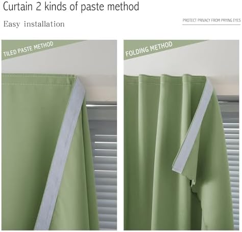 Thermal Blackout Curtains with Self-Adhesive Tape, No Rod No Drill Easy Install - Image 7