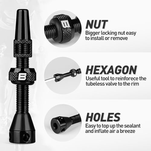 BWSHLF Tubeless Presta Valve Stem 40/44/55/60/65/80/100 mm, Super Light Alloy - Image 2