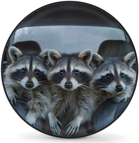 Rv Spare Tire Cover Wheel Funny Animal Raccoons Tire Covers Wheel Protectors by FengQuGou
