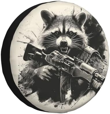 Funny Raccoon Spare Tire Cover Raccoon Holding A Gun Wheel Protector - Image 2