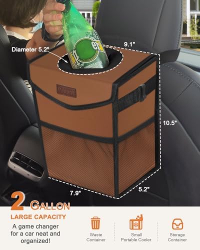 Pritent Car Trash Can with Lid Leakproof Car Garbage Bag Vehicle Trash Bin - Image 2