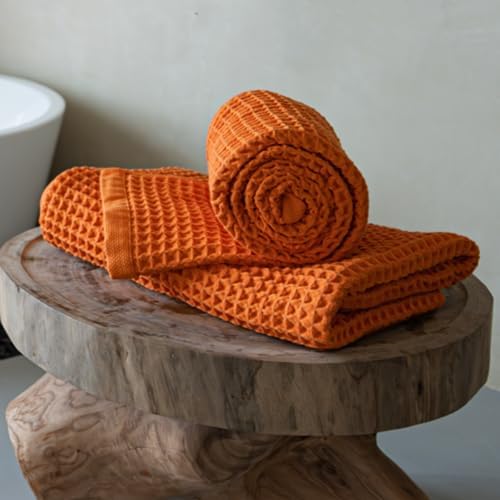 Luxury Organic Japanese Cotton Waffle Bath Towel | Thick, Quick Dry Bathroom by KOSMU