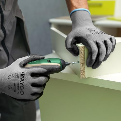 KAYGO Safety Work Gloves for Men Women, PU Coated Palm & Fingers - Image 4