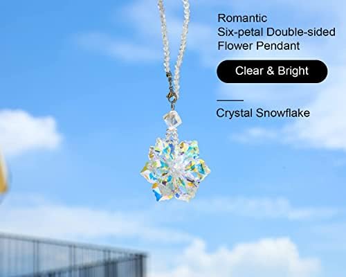 Crystal Snowflake Car Pendant Lucky Hanging Rear View Mirror Ornament - Image 4