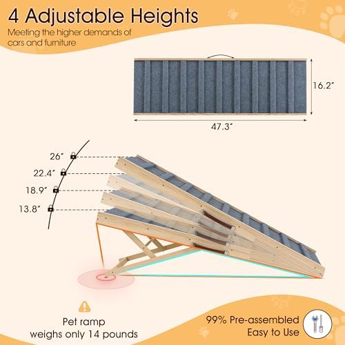 Dog Ramp for Bed, 47.3" Pet Ramp for Small & Large Dogs - Image 5